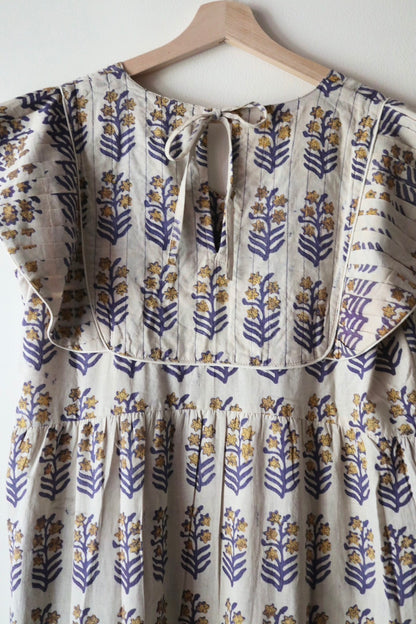 Yoke dress-mustard flower-
