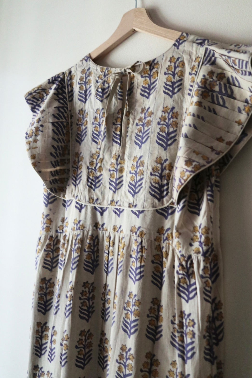 Yoke dress-mustard flower-