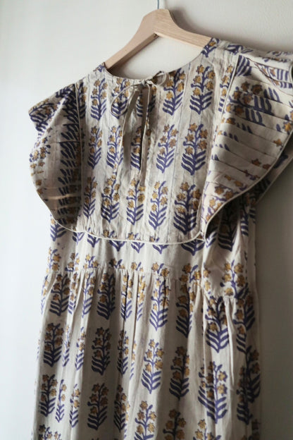 Yoke dress-mustard flower-
