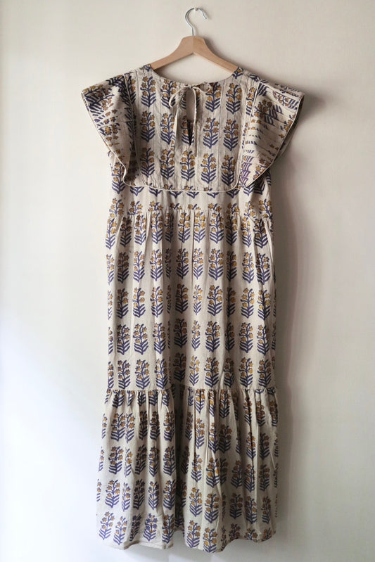 Yoke dress-mustard flower-