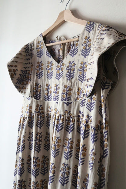 Yoke dress-mustard flower-