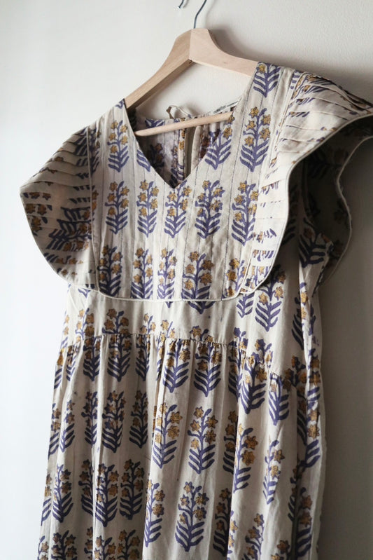Yoke dress-mustard flower-