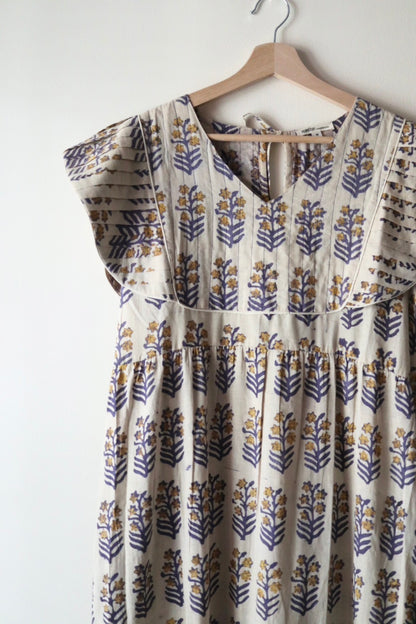 Yoke dress-mustard flower-