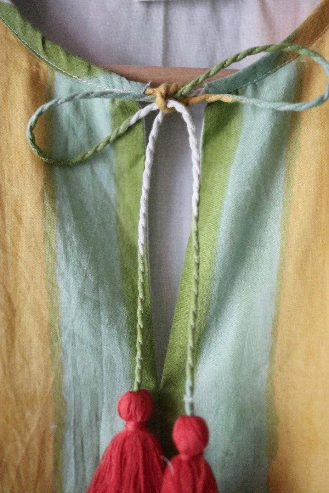 Balloon sleeve dress_ Pastel Stripe Yellow